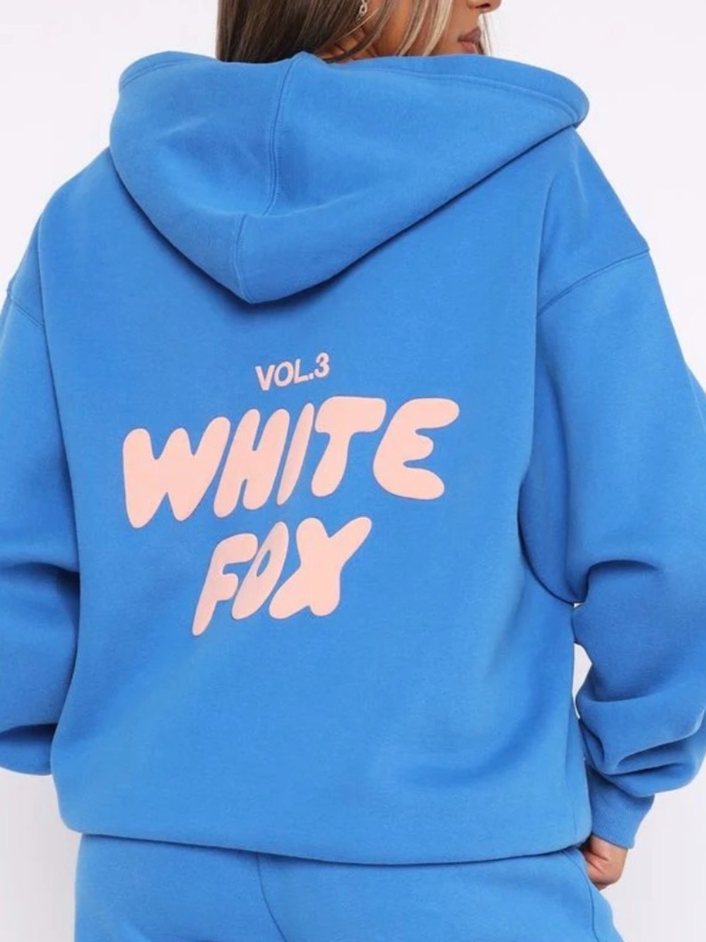 White Fox Boutique Azure zip up Hoodie with Pink Logo